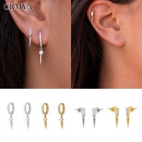 CRMYA anting-anting Hoop tidak biasa isi perak emas untuk wanita anting-anting kancing CZ Zircon Cicle anting-anting tindik telinga hadiah Natal anak perempuan