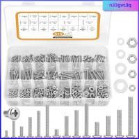 N33GVC3Q สกรูเครื่องยนต์สแตนเลส304 14ขนาด #4-40 #6-32 #8-32 #10-24ชุดสลักเกลียวน็อตรองพร้อมชุดน็อตและแหวนเกลียวกล่องเก็บของเครื่องจักรอุตสาหกรรม