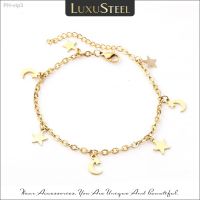 【CW】✉  LUXUSTEEL Leg Gold Color Star Rolo Chains Anklets Beach Collier