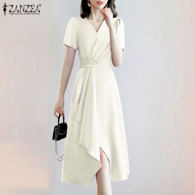 (สินค้ามาใหม่)(จัดส่งฟรี)Fancystyle ZANZEA ชุดซันเดรสทรงเอไลน์เที่ยวกลางคืนชุดเดรสทรงไม่สมมาตรหรูหราสไตล์เกาหลีของผู้หญิง #11