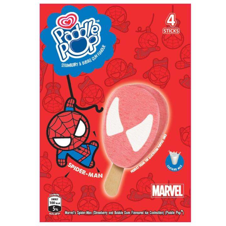 Wall's Paddlepop Marvel's Spider Man Strawberry And Bubble Gum