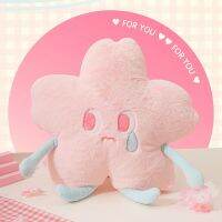 Kawaii Plush Sakura หมอนลายดอกไม้ยัดไส้ชมพูอ่อน Cherry Blossom หมอนอิงหมอนของตกแต่งเบาะโซฟาที่บ้าน