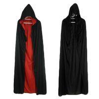 Unisex Halloween Witch Cloak Reversible Double Layer Vampire คอสเพลย์คลุมด้วยผ้า Cape