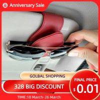 【cw】hot Car Leather Sunglasses Clip Interior Card Ticket Glasses Holder Multifunction Accessories ！