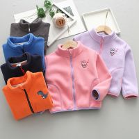 （HOT） Boys and girls polar fleece jacket warm stand-up collar childrens long-sleeved zipper sports leisure top spring autumn tide