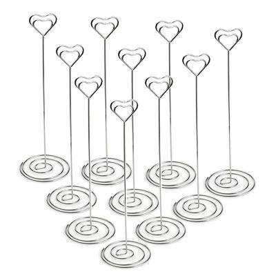 10pcs 8.6 Inch Tall Place Card Holders Heart Shape Table Number Holder Stands Picture Photo Note Memo Clip for Wedding