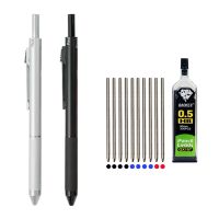 High Grade Metal Multicolor Ballpoint Pen 4 In 1 Ball Pen 0.7mm Black Blue Red Refills and Pencil Lead Offfice School Writing Pens