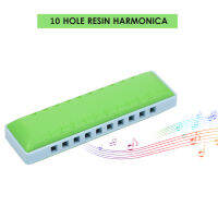 Harmonika Blues ฮาร์โมนิก้าไดอาทอนิคพิณบลูส์10หลุมหีบเพลงปากออร์แกนเปลือกเรซินสำหรับเด็กผู้ใหญ่และผู้เริ่มต้น