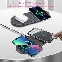 40W Dual Wireless Charging Pad สำหรับ 14 13 12 11 XS XR X 8 Samsung S22 S21 S20 2 In 1 Fast Charger สำหรับ 3 Pro