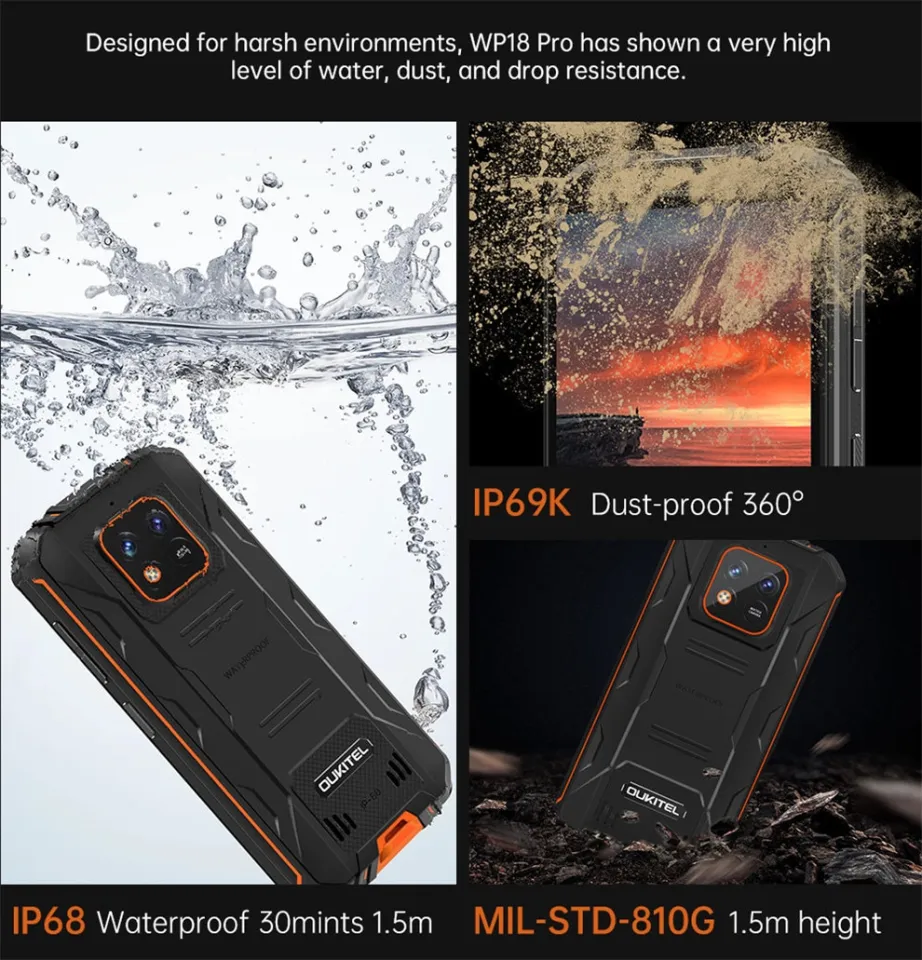 Ready Stocks】Oukitel Wp18 Pro Rugged Smartphones 12500mah 4gb Ram