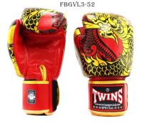 Twins special Boxing Gloves Fancy FBGVL3-52 Nagas Red Gold  (8,10,12,14,16 oz.)  Muay Thai Sparring MMA K1 นวมซ้อมชกทวินส์ สเปเชี่ยล แฟนซี พญานาค สีแดง ทอง หนังแท้ 100%