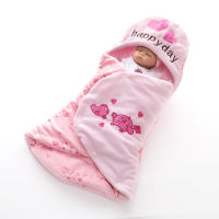 Baby Double Layer Polyester Printing Plush Swaddle Quilt Newborn Envelope Cocoon Wrap Swaddle Soft 0-6 Months Sleep Blanket