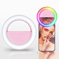 【❗】 Infinityclicks สมาร์ทโฟนขนาดเล็กแบบหนีบ Selfie Ring Light RGB Light Beauty Lamp แบบชาร์จไฟได้ในตัวสำหรับแท็บเล็ตแล็ปท็อป