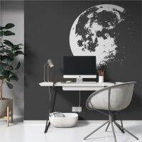 Moon In Space Wall Art Decal ตกแต่งห้องเด็ก Moon สติ๊กเกอร์ติดผนังรูปลอกผนังสำหรับเนอสเซอรี่,Dt26