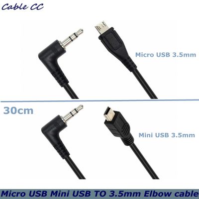 【YF】 30cm Micro USB Mini to 90 Degree Elbow 3.5mm Audio Cable Connector for V8 Live Microphone Headset Plug Phone