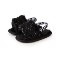 Newborn Infant Baby Girls Sandals Faux Fur Slides Strap Flats Slippers Princess First Walker Moccasins Shoes Crib Shoes