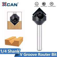 XCAN Bit 1/4 "Shank 90องศา V บิทกรู๊ฟด้วยคาร์ไบด์แทรกเครื่องตัดมิลลิ่งงานไม้สำหรับไม้เนื้อแข็ง,MDF,ไม้อัด