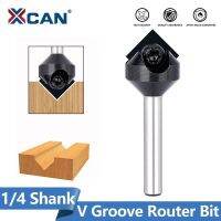 XCAN Router Bit 1/4－ก้าน 90 องศา V ร่องบิตพร้อมคาร์ไบด์แทรกเครื่องตัดมิลลิ่งสําหรับงานไม้สําหรับไม้เนื้อแข็ง MDF ไม้อัด