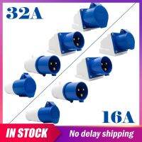 ♣☜✜ 32A/16A 3 PIN Connecto Industrial Male Female Plugs 240V Blue Sockets SFN-013/SFN-523 waterproof IP44 Wall Mount Socket Plug