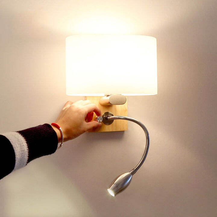 จีนทางเดินโคมไฟข้างเตียงไม้-led-โคมไฟติดผนังนอร์ดิกห้องนอนผ้าผ้าอ่านโคมไฟตารางการแข่งขันโรงแรมห้อง-led-ผนังเชิงเทียน