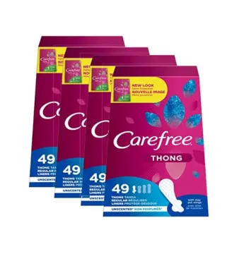 Carefree Thong Panty Liners, Unwrapped Unscented, Thong (49 ct)