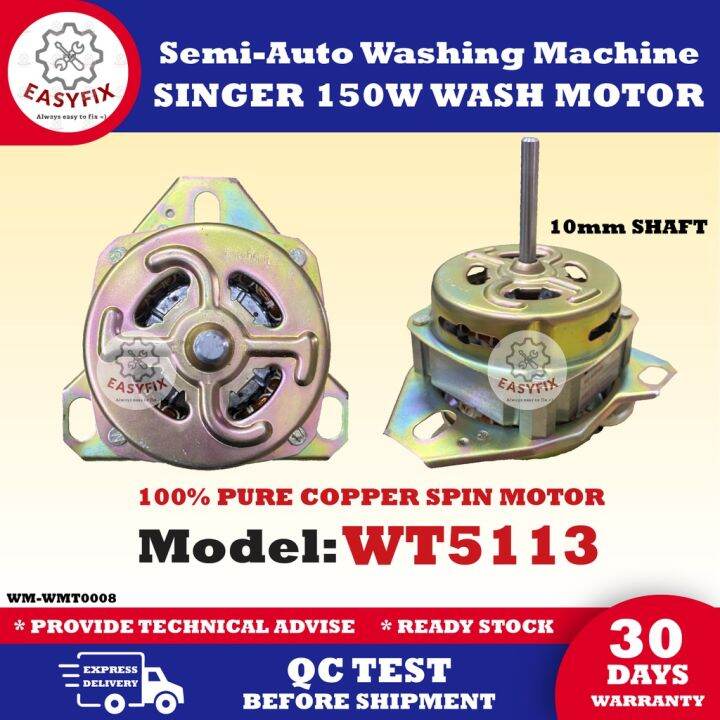 WT5113 SINGER 10MM SHAFT Wash Motor Semi-Auto Washing Machine (Motor ...