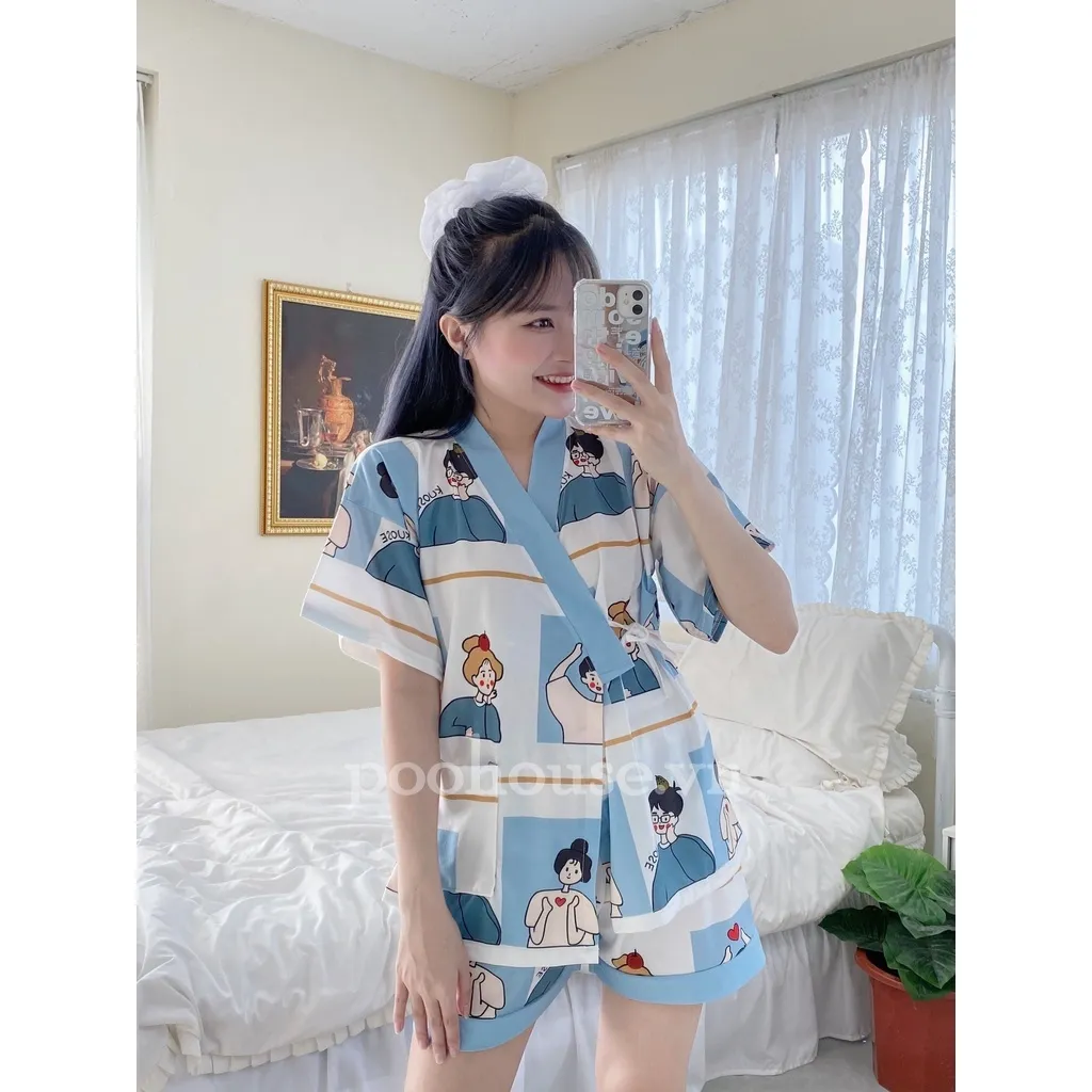 Susq2 Bộ Pijama Kiểu Nhật Yukata Lụa Cộc Tay Buộc Dây Đồ Ngủ Kimono Nữ Mặc  Nhà Thắt Eo Quần Lửng Ngắn   Hazomicom  Mua Sắm Trực Tuyến Số 1 Việt Nam