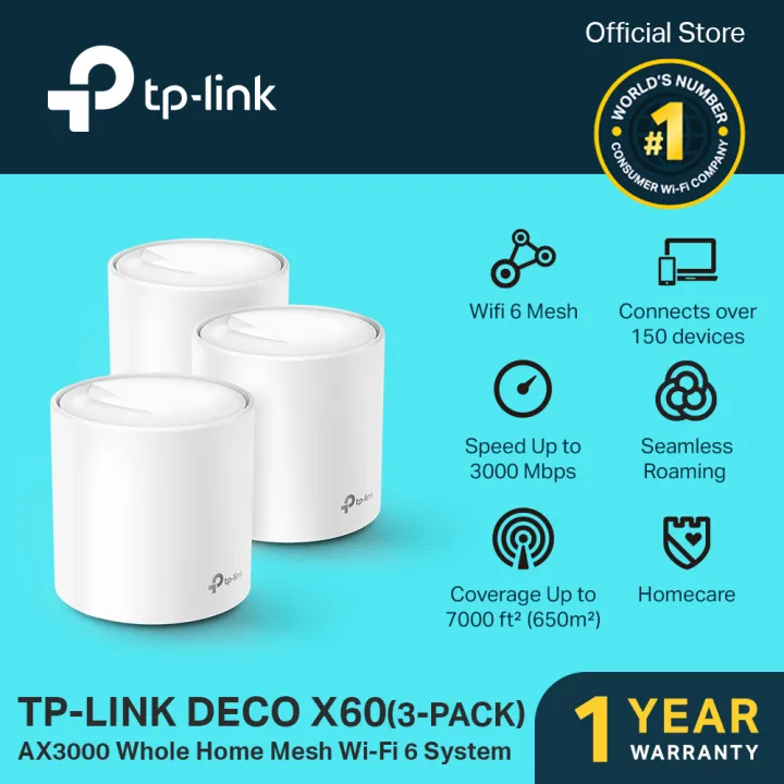 TP-Link Deco X60 AX3000 Whole Home Mesh Wi-Fi 6 System (3-Pack) | Mesh WiFi  | WiFi 6 Mesh | High End Gigabit Mesh Router | Mesh Extender | WiFi  Extender | TP LINK | TPLINK | Lazada PH