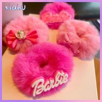 XIAHU สีทึบทึบ ตุ๊กตาบาร์บี้ scrunchie ตุ๊กตาผ้าพลัฌ แฟชั่นสำหรับผู้หญิง ยางรัดผม ที่มัดผม อุปกรณ์เสริมผม เชือกรัดผม สำหรับผู้หญิง