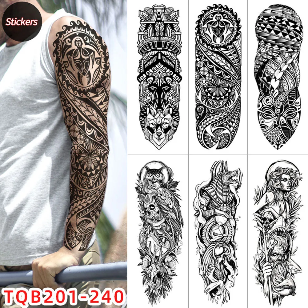 qiaolis Large Arm Sleeve Tattoo Waterproof Temporary Body Art Creative  Tattoo Sticker Lion Wild Wolf Tiger Men Full Skull Totem Tattoo | Lazada PH