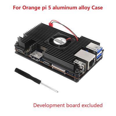For Orange Pi 5 Aluminum Alloy Protective Case with Cooling Fan Heat Sink Passive Active Cooling Radiator Metal Case