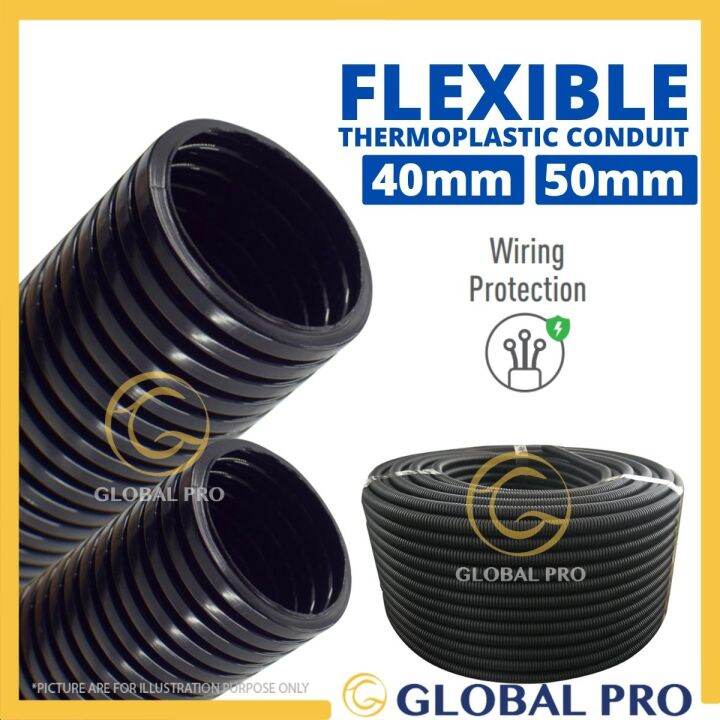 (1ROLL) 40MM / 50MM PVC Flexible Hose HDPE Corrugated Conduit Electric