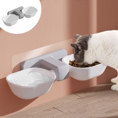 Elevated Dog Food Water Feeder Adjustable Height Double Bowls Water Dispenser For Dogs Cats Feeder Drinking Stick On The Wall