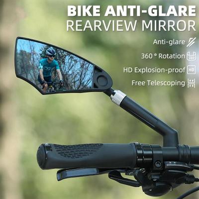กระจกมองหลังแฮนด์จักรยานปรับได้จักรยาน Universal กระจกมองหลังป้องกันแสงสะท้อนได้สำหรับอุปกรณ์เสริมจักรยานสกู๊ตเตอร์