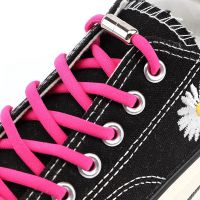 1Pair Elastic Quick Shoelaces No Tie Shoelaces Metal Lock Shoe Laces For Kids Adult Sneakers Semicircle Shoelaces Lazy Laces