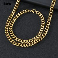 BTEN Punk Stainless Steel 3/5/7mm Curb Cuban Necklaces For Men Women Black Gold Basic Link Chains Solid Metal Jewelry Gift