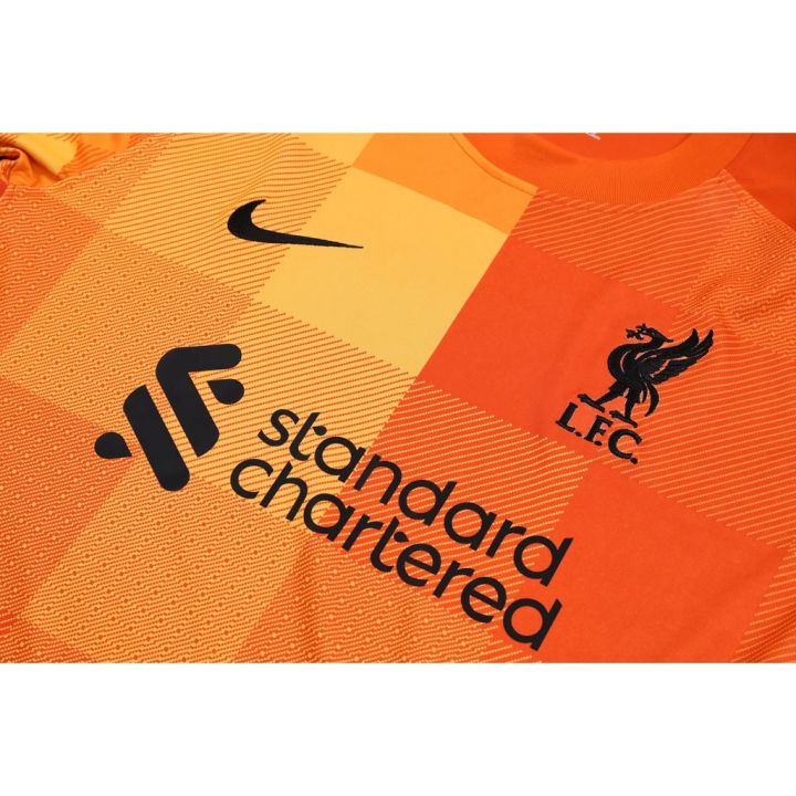 เสื้อกีฬาแขนสั้น-ลายทีมชาติฟุตบอล-liverpool-สีส้ม-คุณภาพสูง-สําหรับผู้ชาย-2021-2022