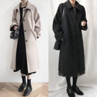 OverCoat เสื้อโค้ทยาวกันหนาว สไตล์ญี่ปุ่น แบบเรียบๆ ผ้าวูลผสมเนื้อดี บุซับในกันลม พร้อมส่ง