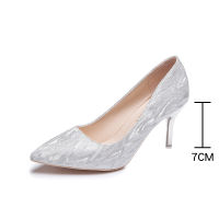 Woman Pointed Toe High Heeled Bling Wedding Shoes Mujer Elegant Party Shoes for Women Stiletto Heels Silver Glitter Pumps