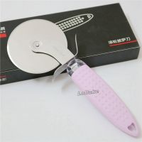 Newest round pizza cutter diameter 7.5cm knife with silicone anti skid handle coating dough bread cake slicer kitchen supplies