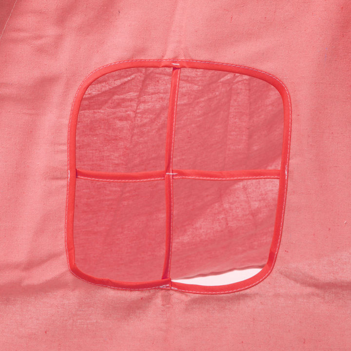 เต็นท์สามเหลี่ยมสำหรับเด็ก-เต็นท์ปราสาทผ้าใบสำหรับเด็กบ้านเล่นสีชมพูกระโจมเล่นในสวนขนาด1-6-1-8เมตร