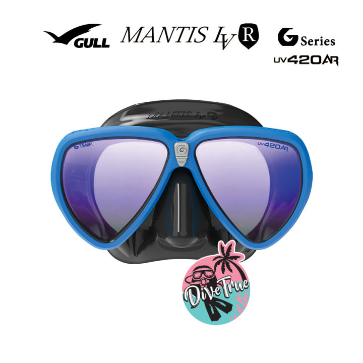 GULL, Mantis LV MaskUV400 BLACK Silicone Diving Mask MIR PARADISO RED, Color : PARADISO RED