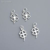 ? ของขวัญ DIY ของขวัญเครื่องประดับ S925 เงินสเตอร์ลิง Four-leaf Clover จี้ทำด้วยมือ DIY เชือกถักสร้อยข้อมือลูกปัดสร้อยคอดอกไม้จี้เครื่องประดับ