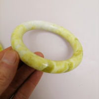 China Natural Lantian Jade Yellow White Hand Carved 70mm Round Bar Bangle Fashion Men and Women Large Bracelet Arm Bracelet Gift