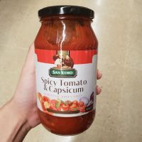 สินค้าเข้าใหม่ ? ซอสพาสต้า ซานรีโม่ San Remo Homestyle Pasta Sauce 500g.?Spicy Tomato +Capsic