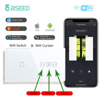 BSEED Wireless Curtains Wifi Switch 12Gang 123Way Smart Sensor Light Switch Crystal Touch Switch Smart Life Tuya App Control