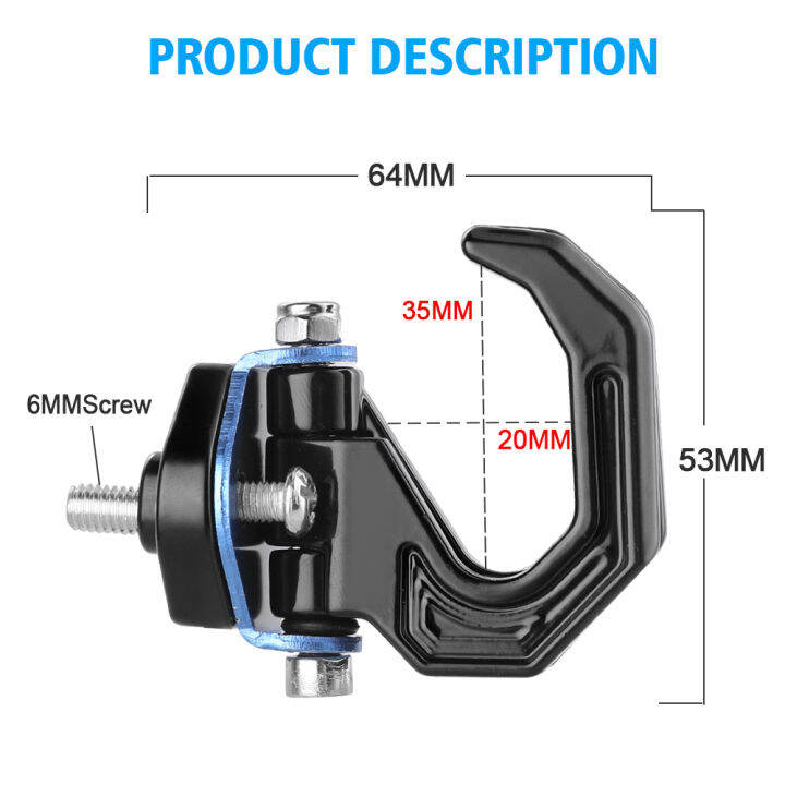 hozzen-คู่ตะขอแขวนรถสกู๊ตเตอร์จักรยานยนต์ที่จับหมวกกันน็อคกระเป๋าอลูมิเนียมอัลลอยด์สำหรับรถจักรยานยนต์กระเป๋าเดินทางหมวกนิรภัยขวดตะขอแขวนกับสกรูใหม่