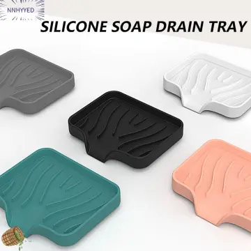 Silicone Kitchen Sink Tray Soap Dish Holder with Built-in Drain