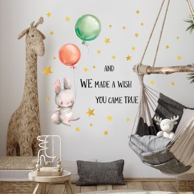 ℡☫ MS6071 cartoon animals rabbits stars wall stickers room sitting room adornment wall adhesive wholesale wall stickers