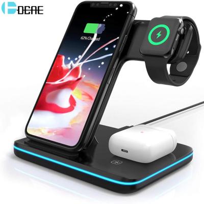 3 In 1 Wireless Charger Stand for Apple Watch 8 7 Airpods Pro 15W Fast Charging Dock Station For iPhone 14 13 12 11 XS XR X 8